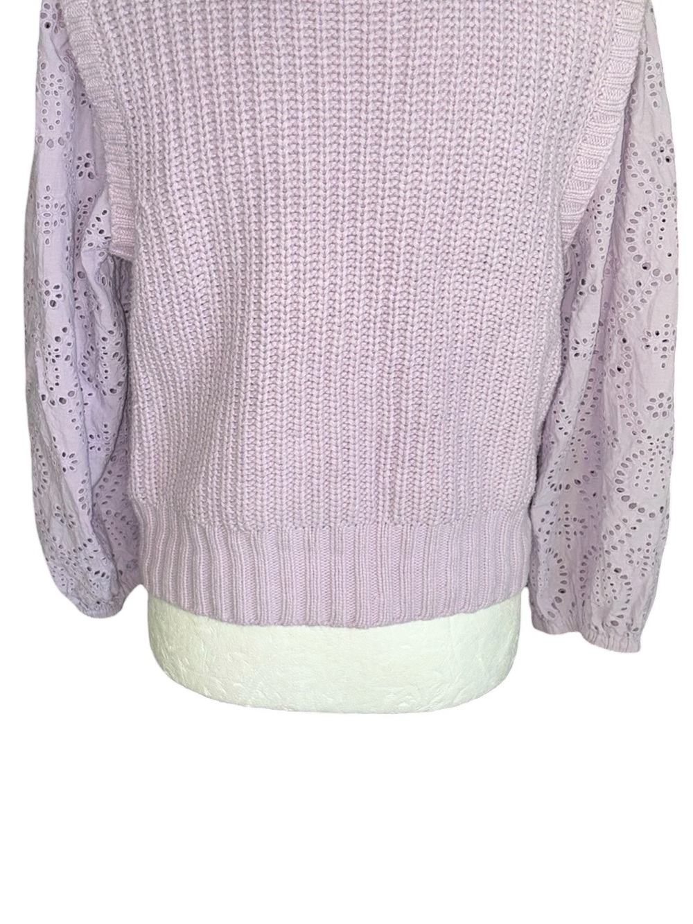 Rails Dhalia Lilac Eyelet Lace Knit Cropoed Crewneck Sweater - M - Picture 11 of 14